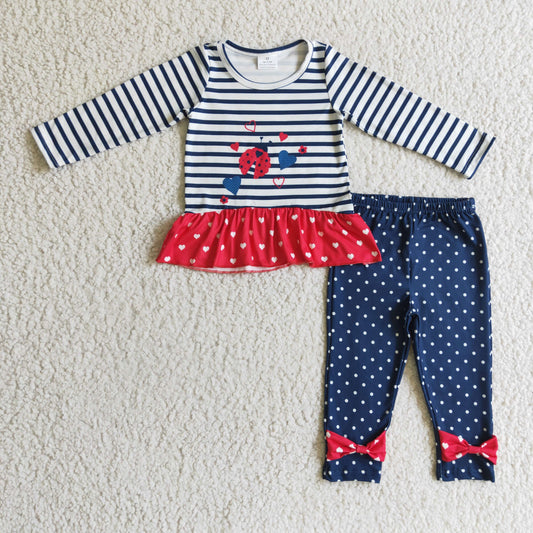 Girls ladybird heart print outfit  GLP0227