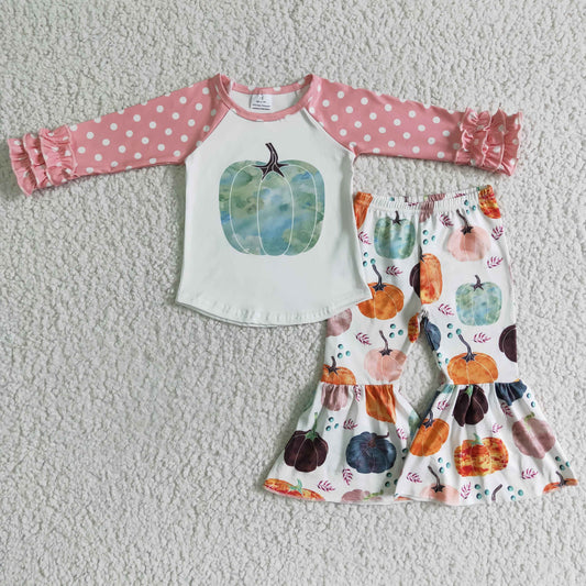 (Promotion) Pumpkin Top Bell Pants Girls Fall Outfits      GLP0240