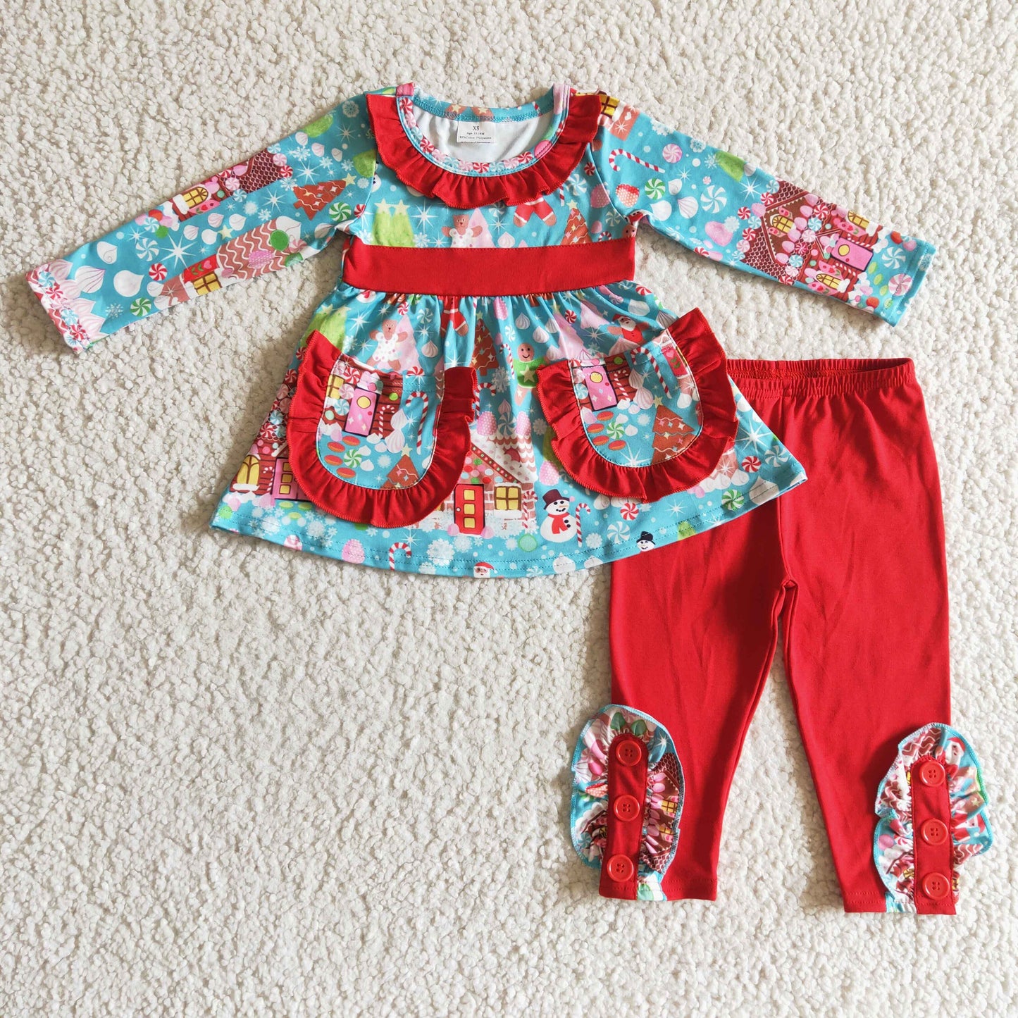 (Promotion)Girls Christmas pockets outfits GLP0247