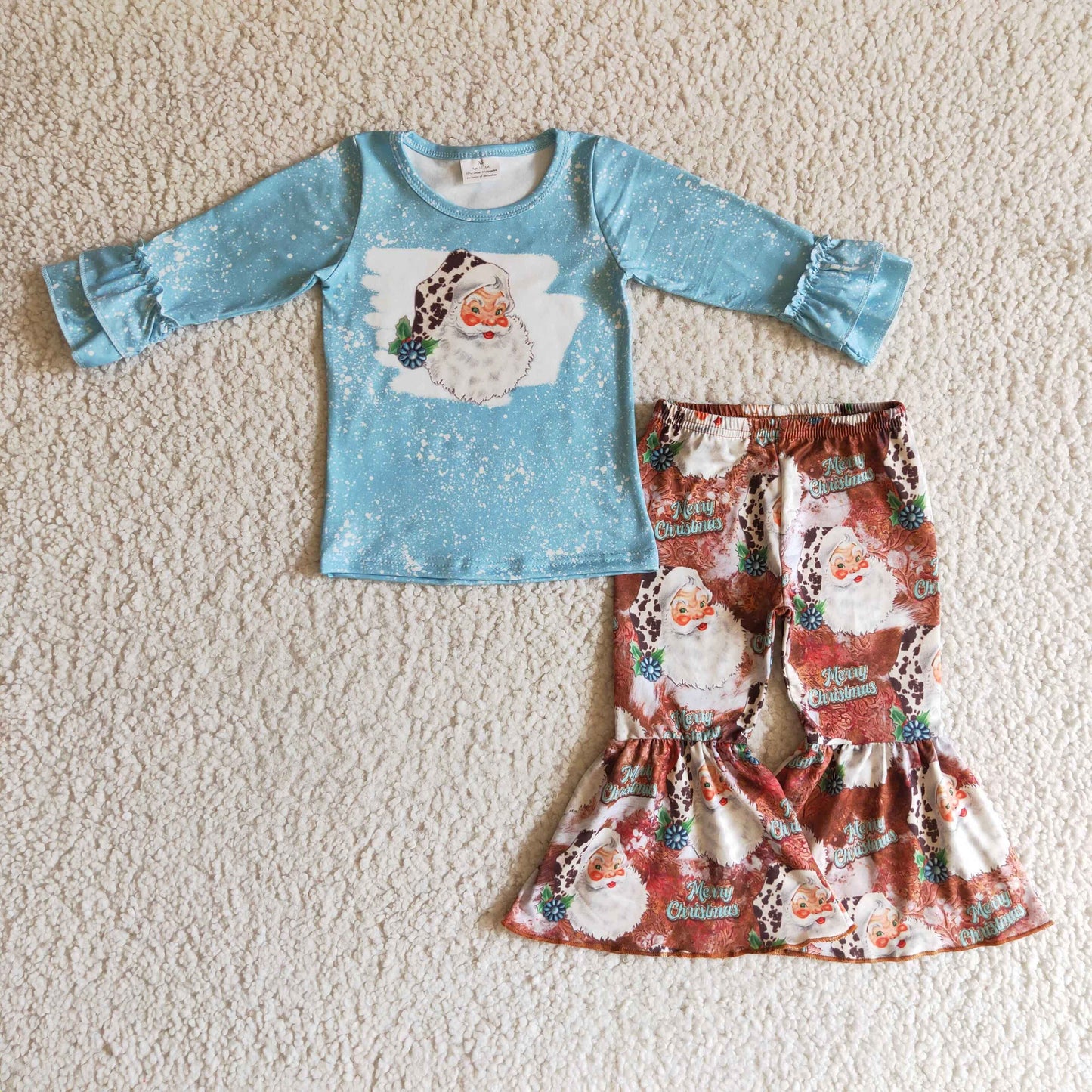 (Promotion)Girls Christmas Santa print outfits GLP0258