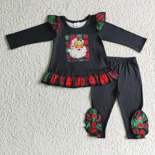 (Promotion)Santa Print Girls Christmas outfit  GLP0259