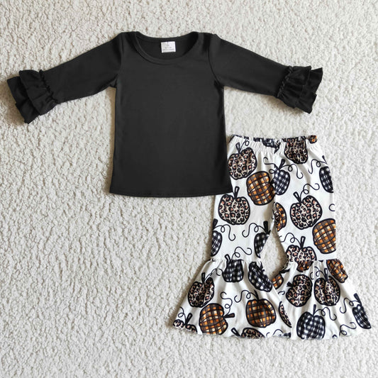 Girls long sleeve fall punpkin outfits      GLP0263