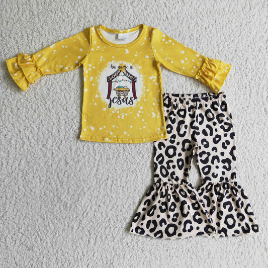 (Promotion)Girls JESUS design bell pants outfits    GLP0274