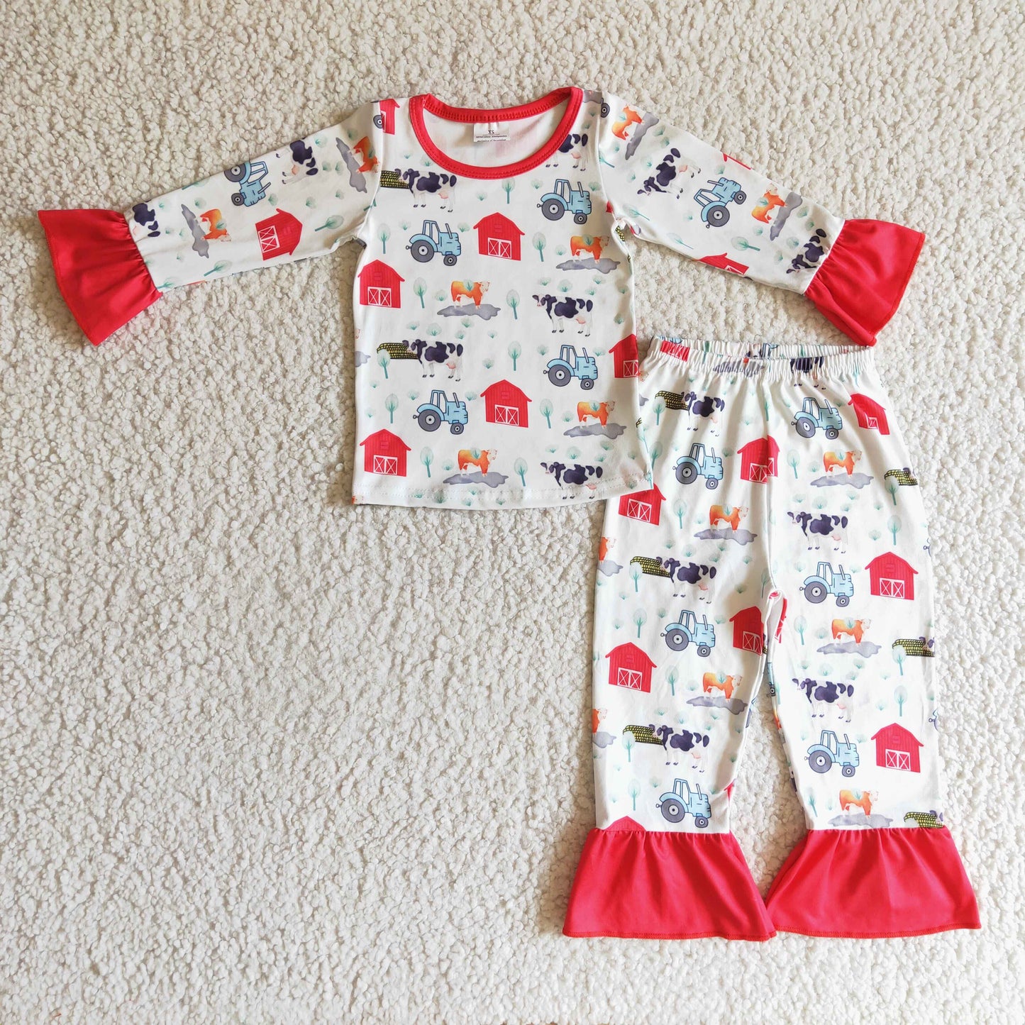 (Promotion)Girls farm print pajamas GLP0280