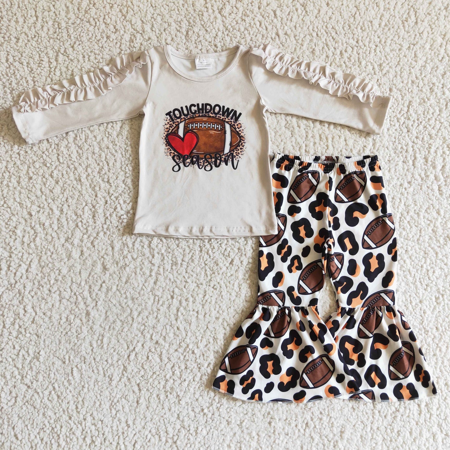 Girls long sleeve touchdown season print outfit GLP0287