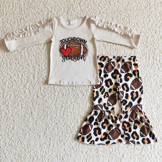 Girls long sleeve touchdown season print outfit      GLP0287