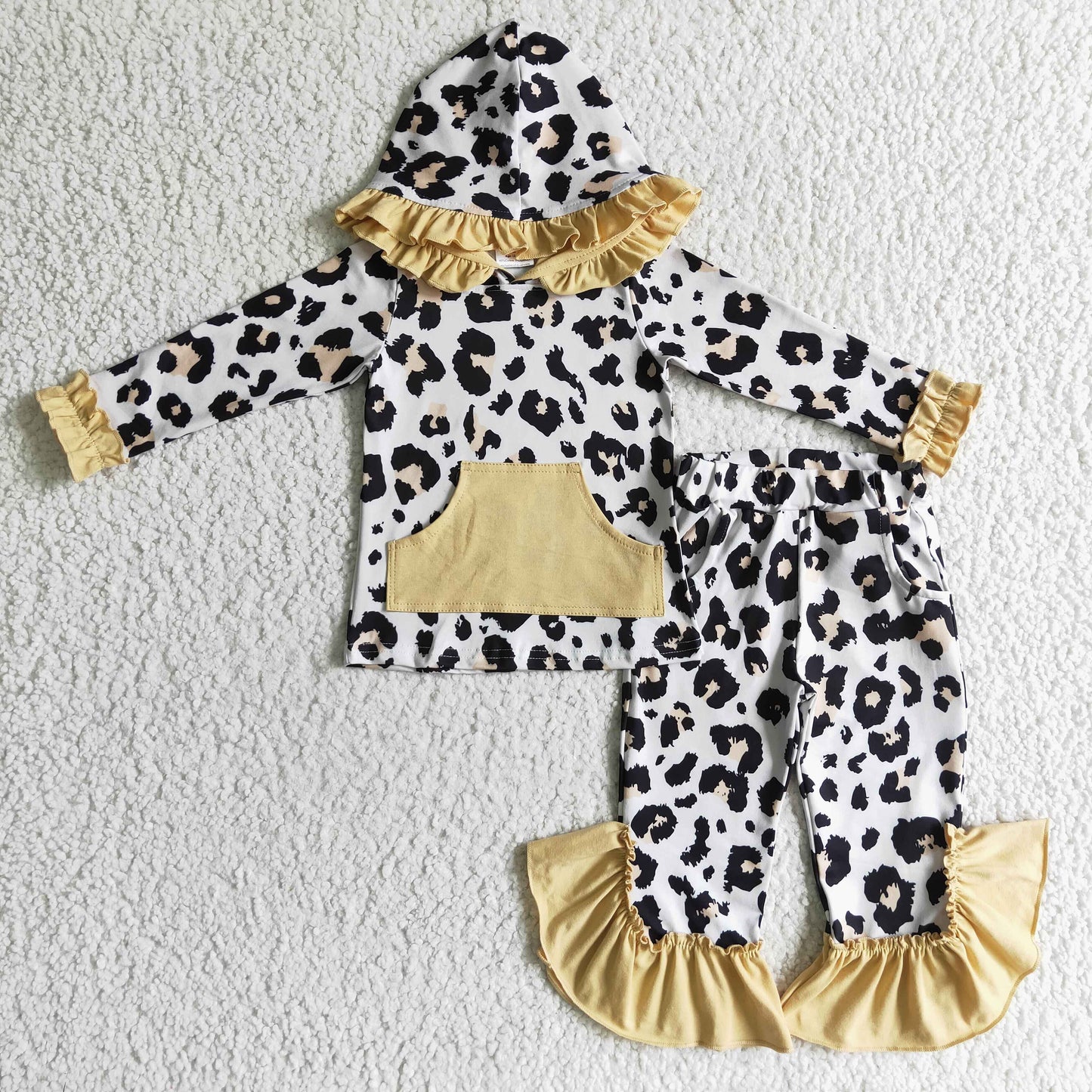 Girls leopard print hooded outfits GLP0299
