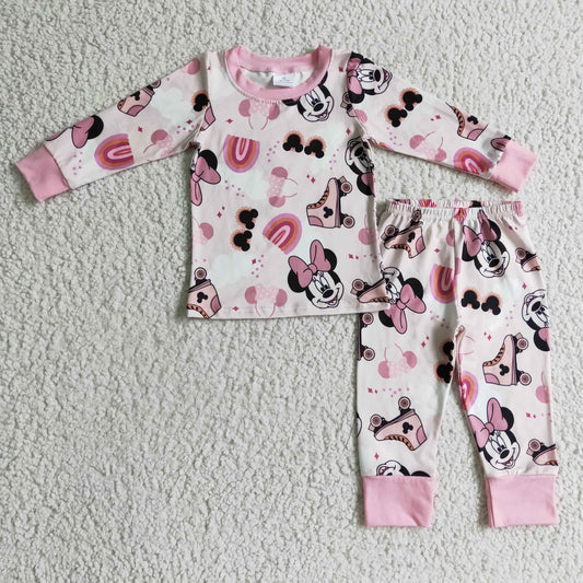 (Promotion)Girls pink long sleeve pajama      GLP0348