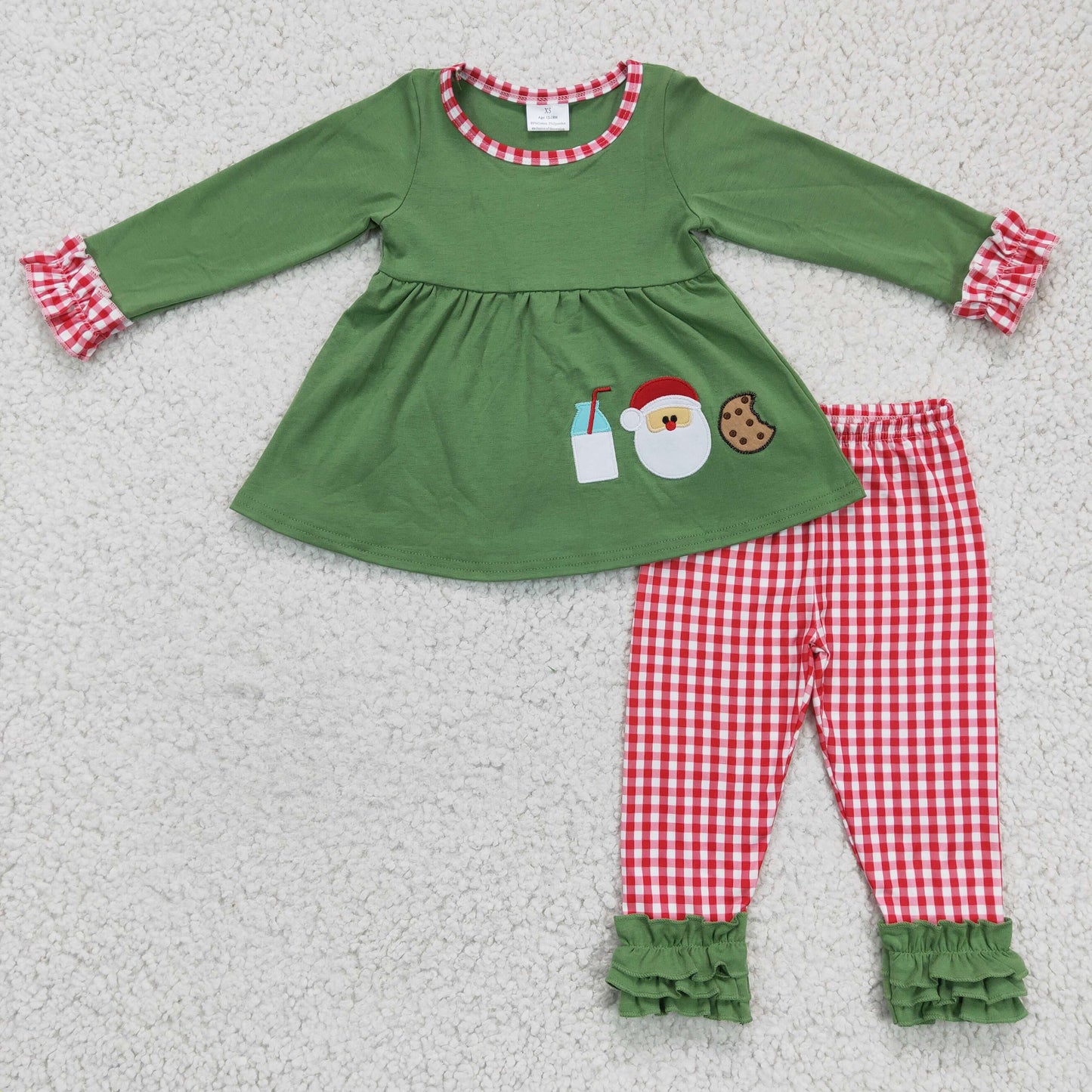 Milk Santa Cookie Embroidery Sibling Christmas Matching Clothes