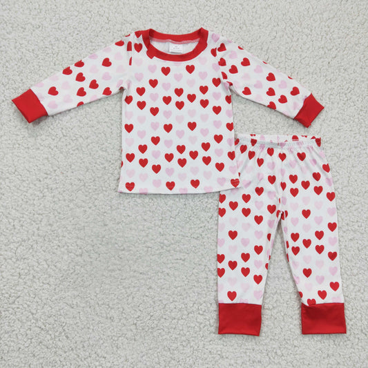 Girls long sleeve heart print pajama set    GLP0360