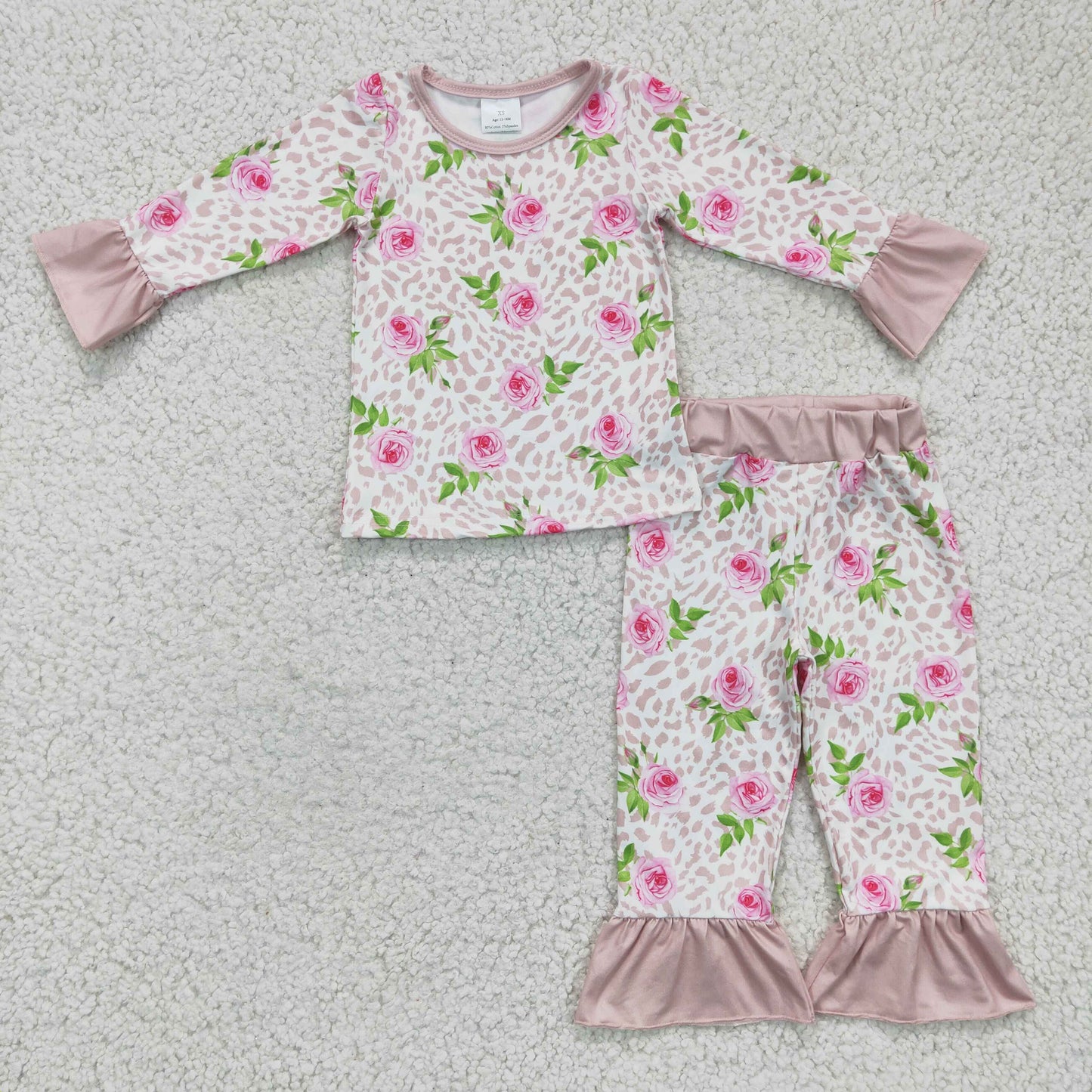 (Promotion)Girls leopard floral print pajama set GLP0367