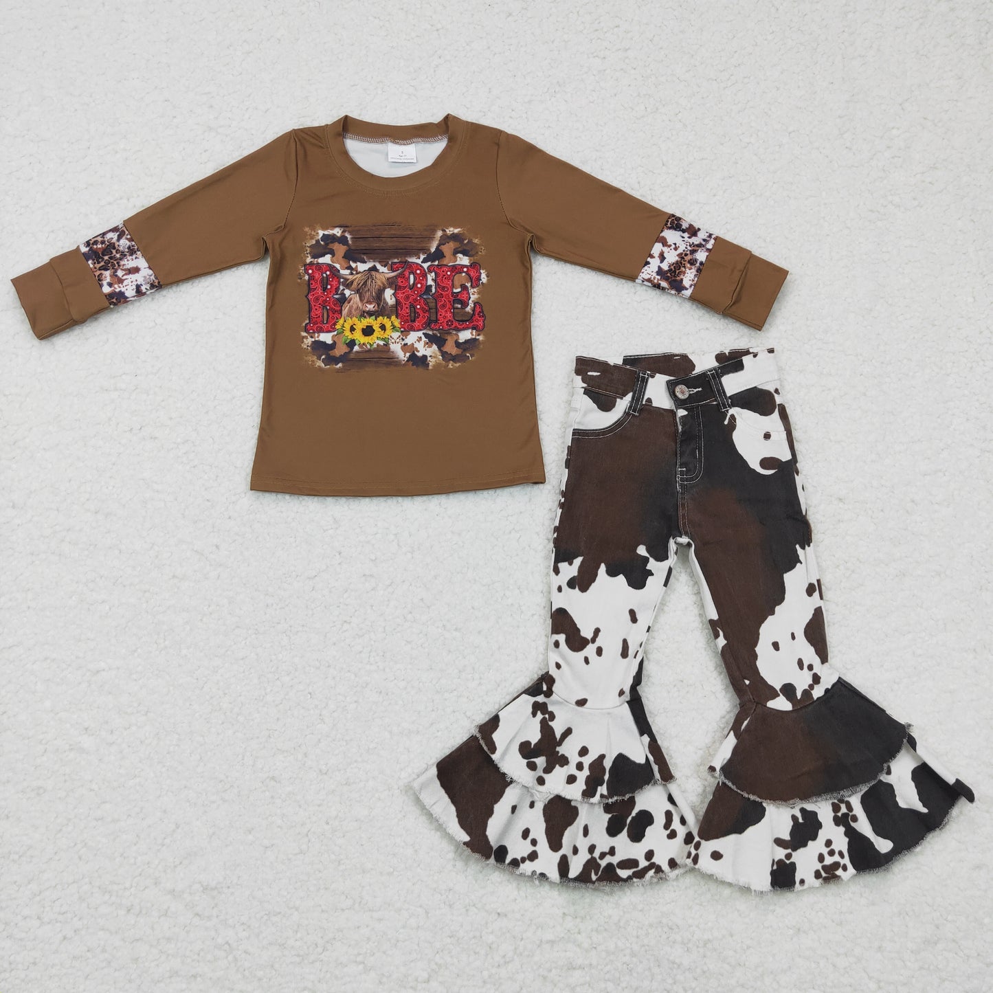 Baby girls Babe Western Cow denim pants outfits GLP0402