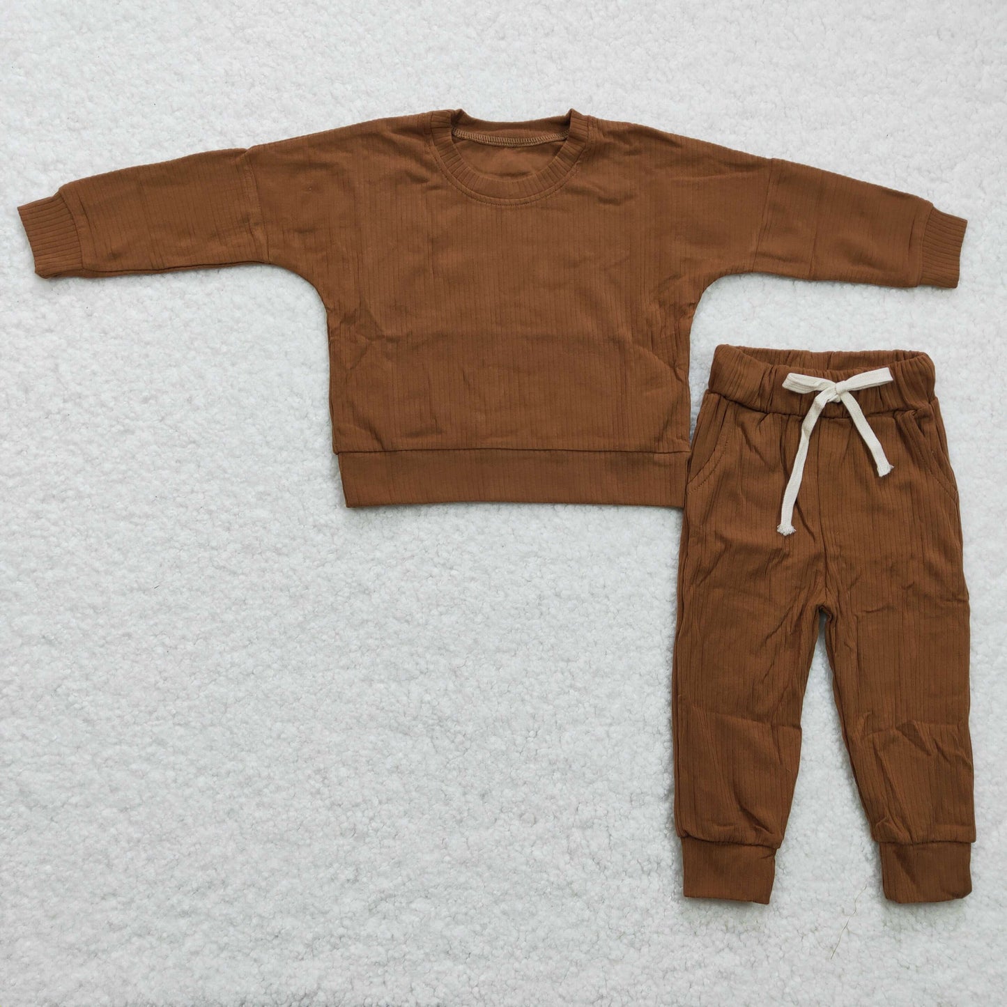 Girls brown cotton long sleeve outfits  GLP0416