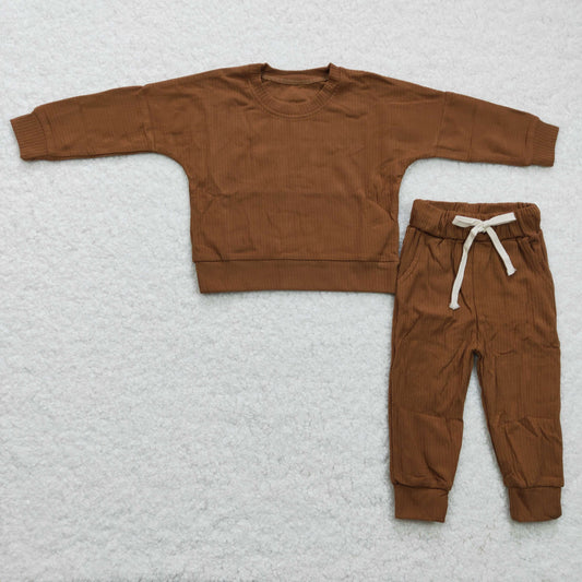 Girls brown cotton long sleeve outfits  GLP0416