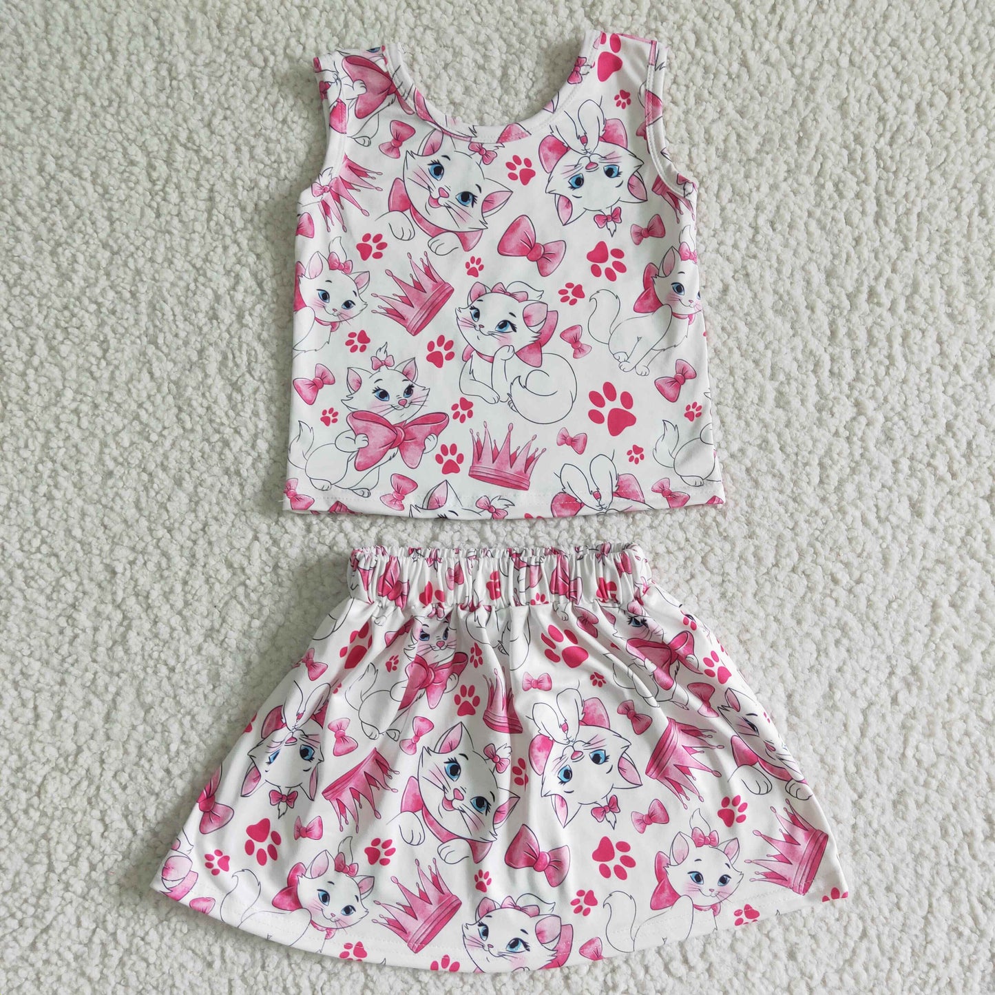 (Promotion)Sleeveless pink cat skirts summer outfits GSD0041