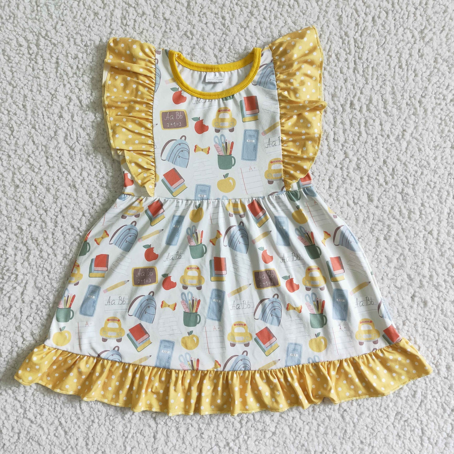 7 Colors Back to School Girls Knee Length Dress Sisters Wear