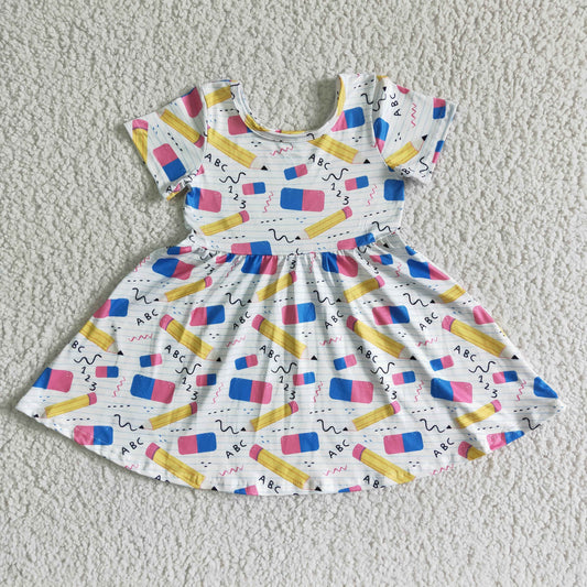 Short sleeve knee length back to school dress GSD0076