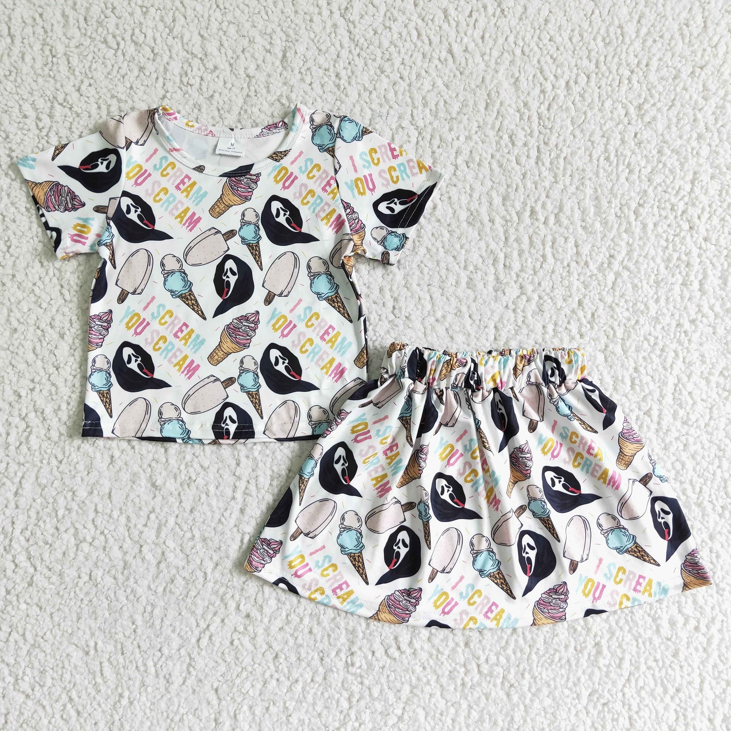 (Promotion) I SCREAM YOU SCREAM Print Girls Halloween Outfits GSD0100