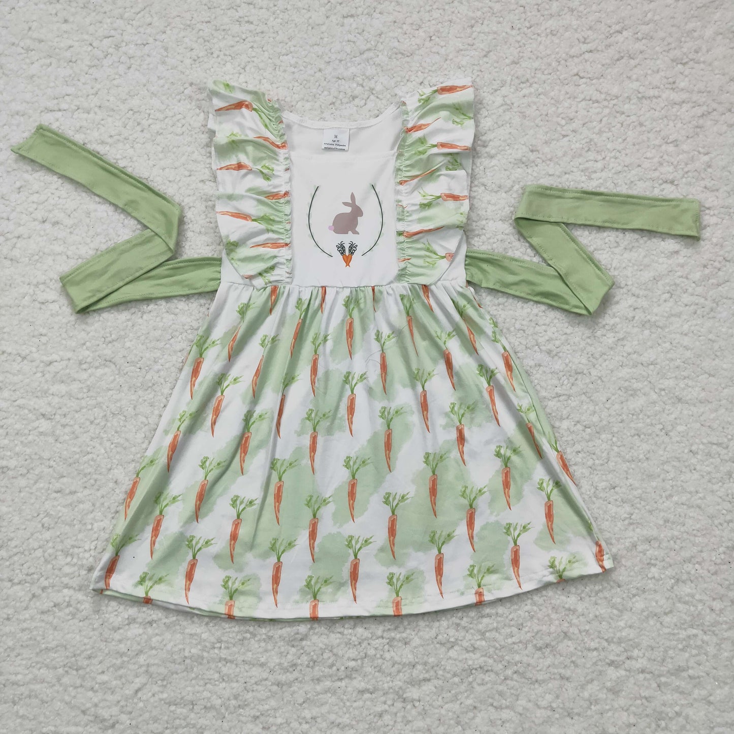 (Promotion) GSD0157 Bunny Carrot Print Girls Easter Dress