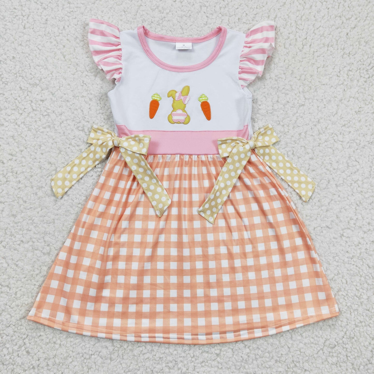 Girls Easter rabbit plaid print dress GSD0163