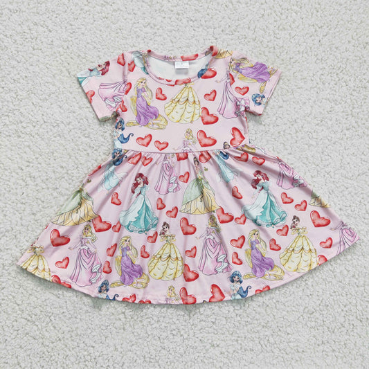 (Promotion)Girls princess print Valentine's Day dress  GSD0169