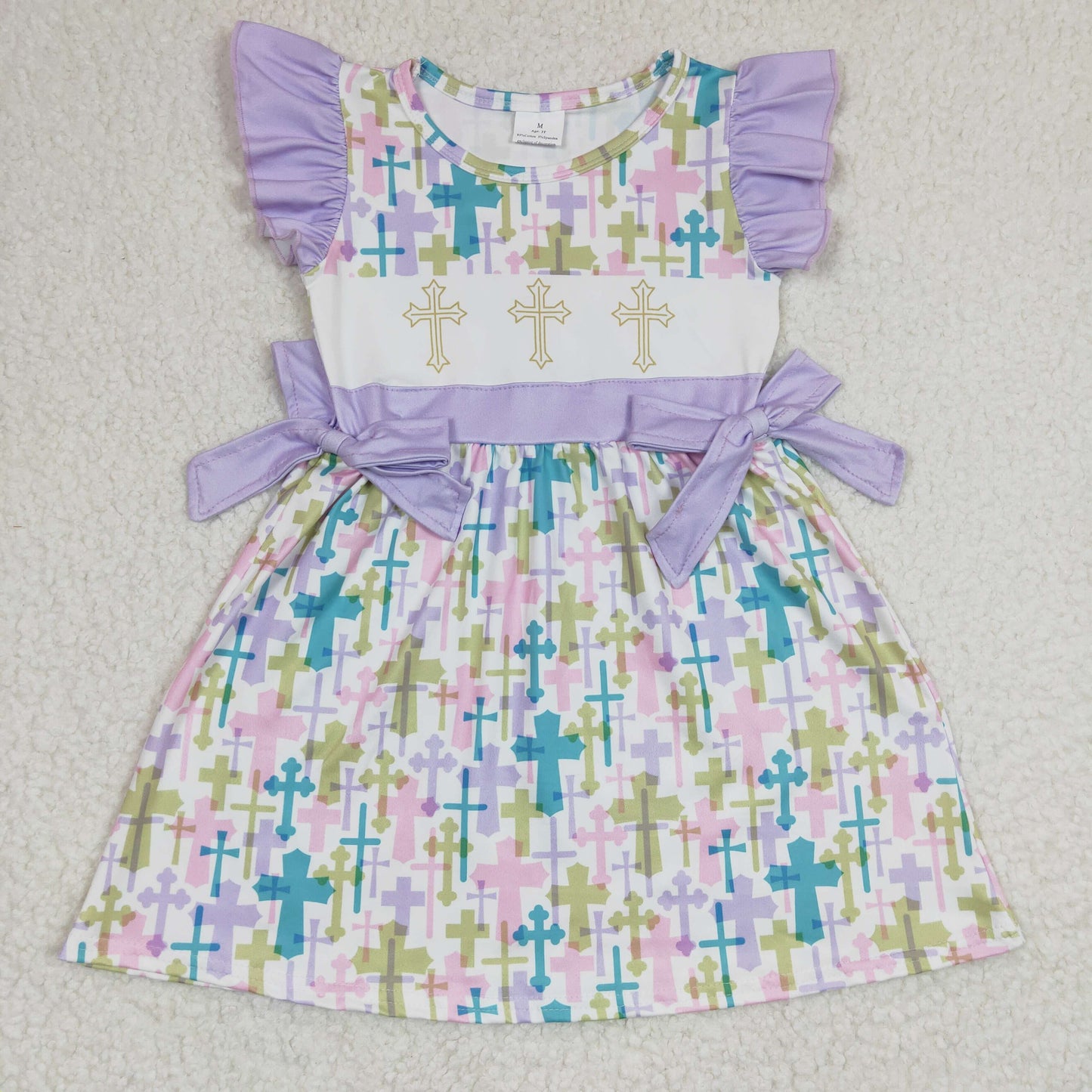 Girls cross print Easter dress GSD0190