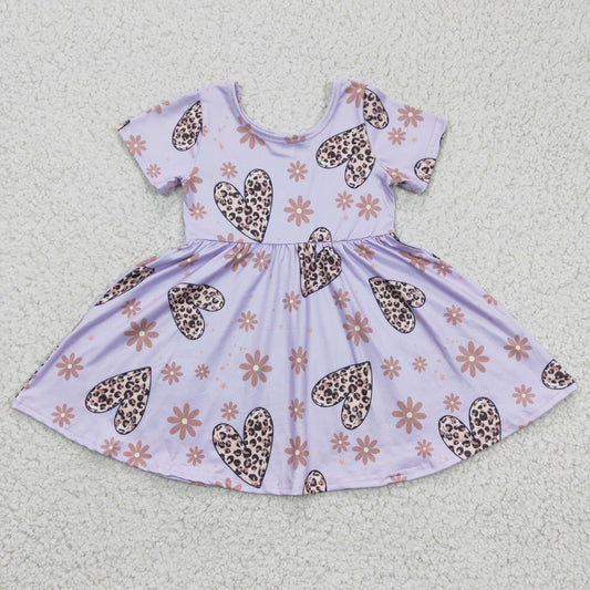 Girls leopard heart print Valentine's dress    GSD0213
