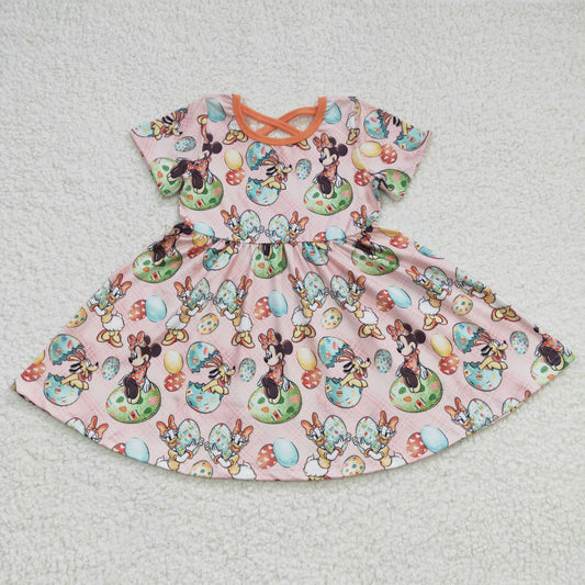 (Promotion)Girls cartoon MOUSE print Easter dress    GSD0222