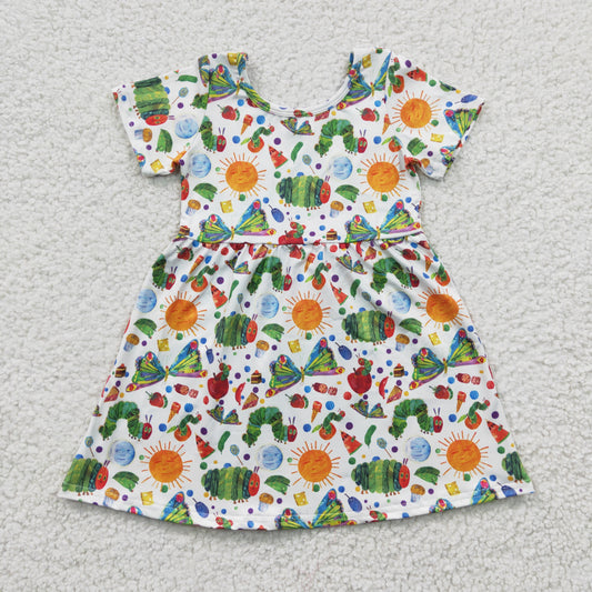 (Promotion)I'm Hungry Caterpillar Girls Summer Knee Length Dress    GSD0224