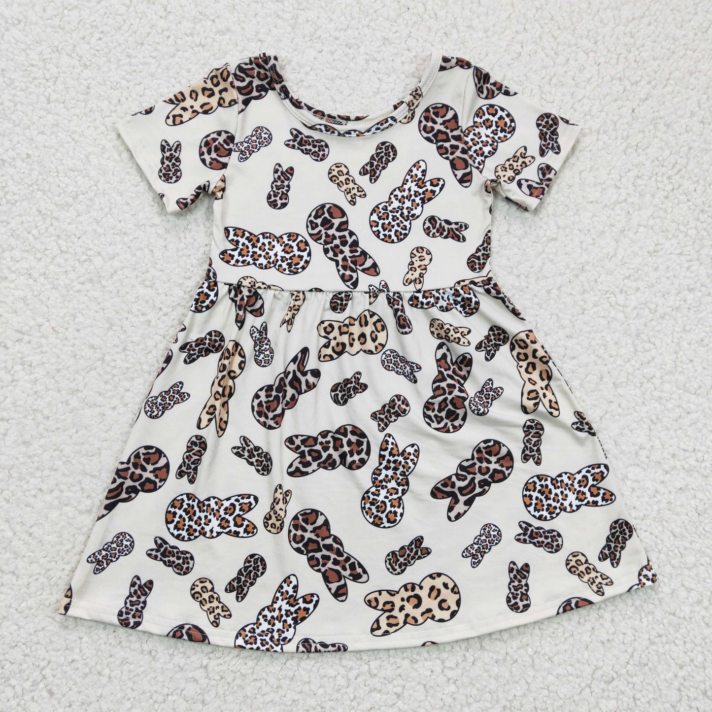 Girls leopard bunny print Easter dress GSD0227