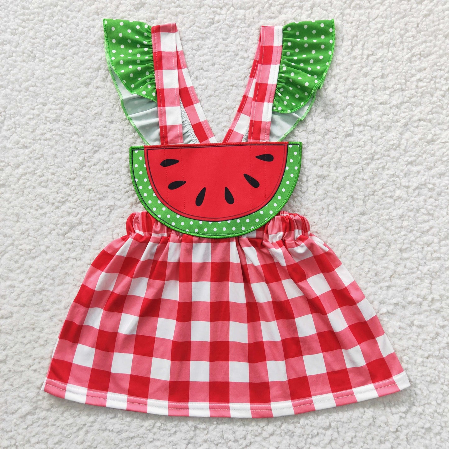(Promotion)Girls watermelon design embroidery summer dress   GSD0234