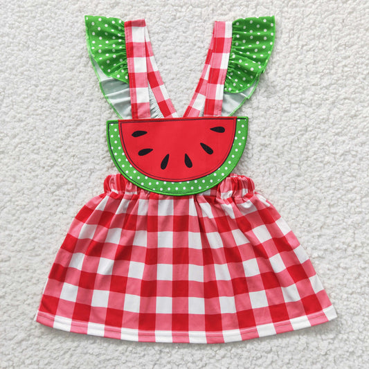(Promotion)Girls watermelon design embroidery summer dress   GSD0234