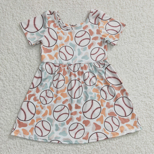 (Promotion)Girls baseball print summer dress   GSD0249