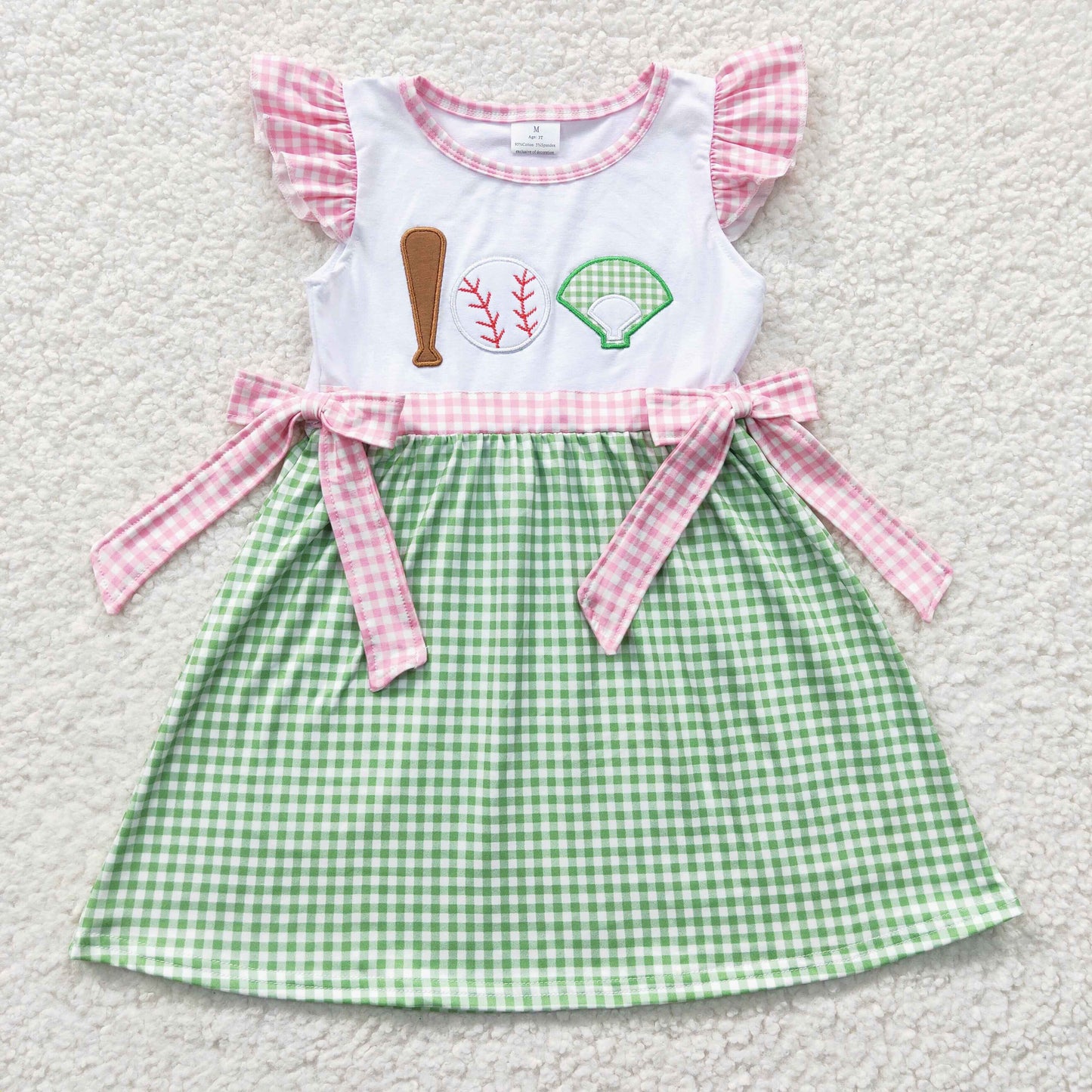Girls baseball print embroidery summer dress GSD0278