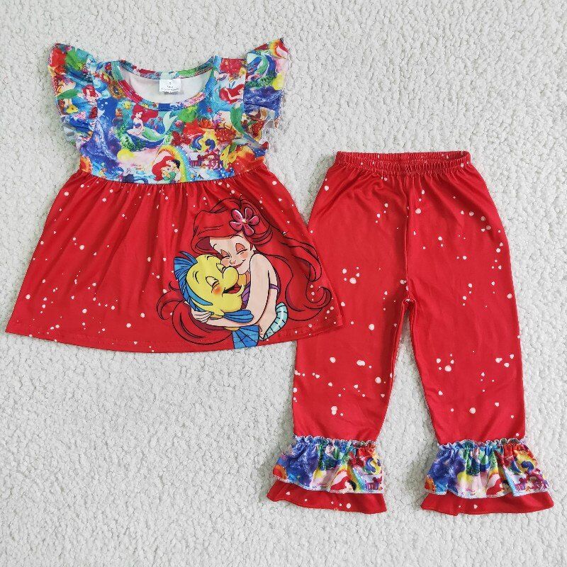 Flutter sleeve cartoon princess legging outfits GSPO0034