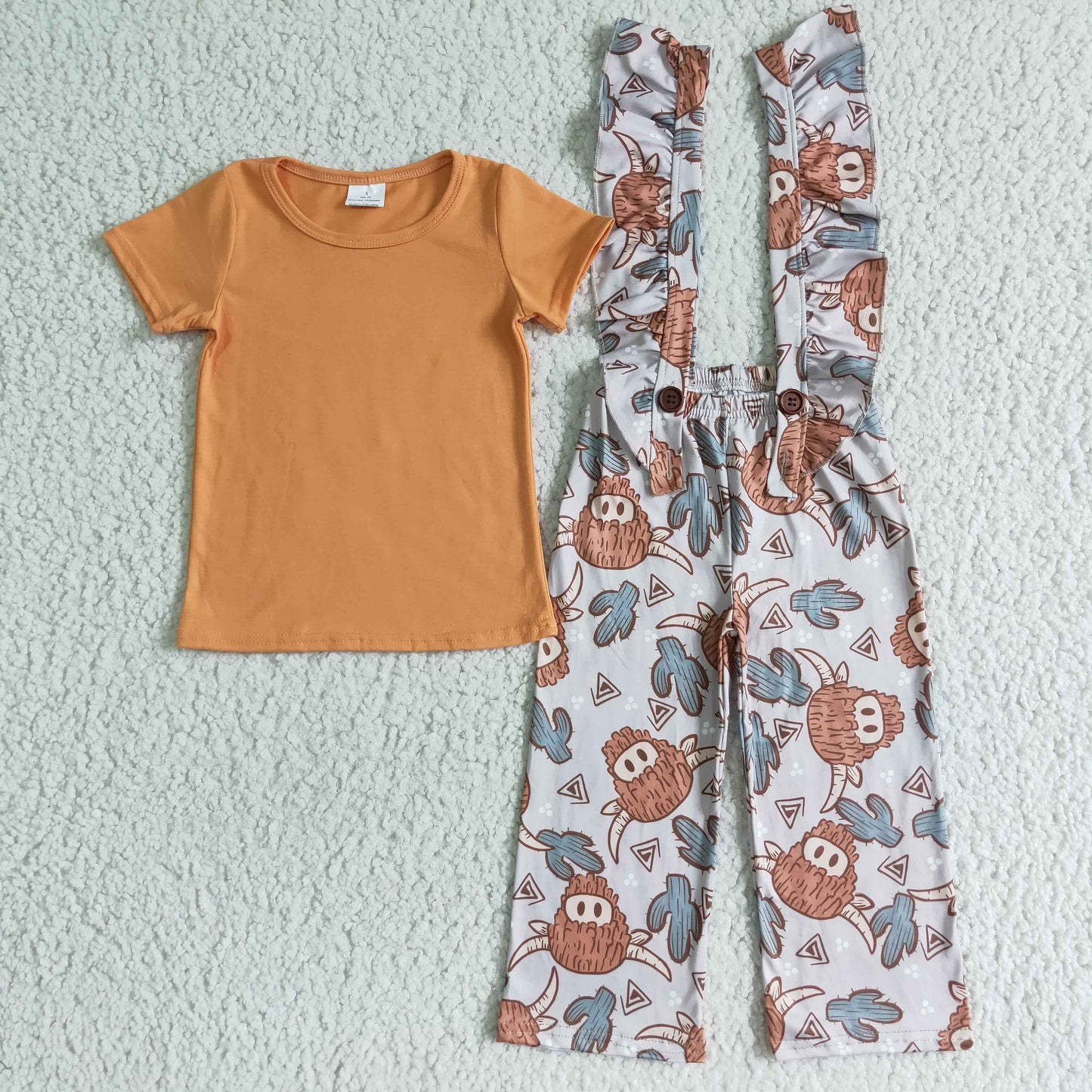 Girls Short Sleeve Top Suspender Trousers Outfits GSPO0096