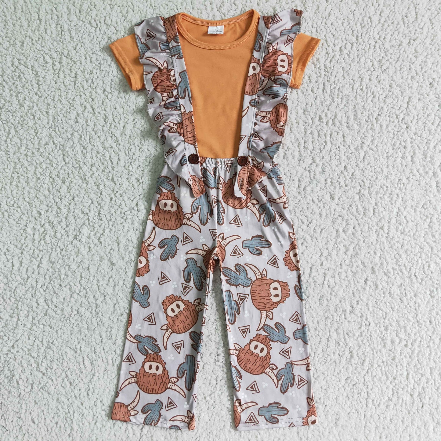 Girls Short Sleeve Top Suspender Trousers Outfits GSPO0096