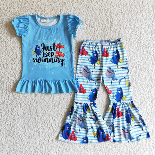 (Promotion)Short sleeve bell bottom pants outfits    GSPO0147