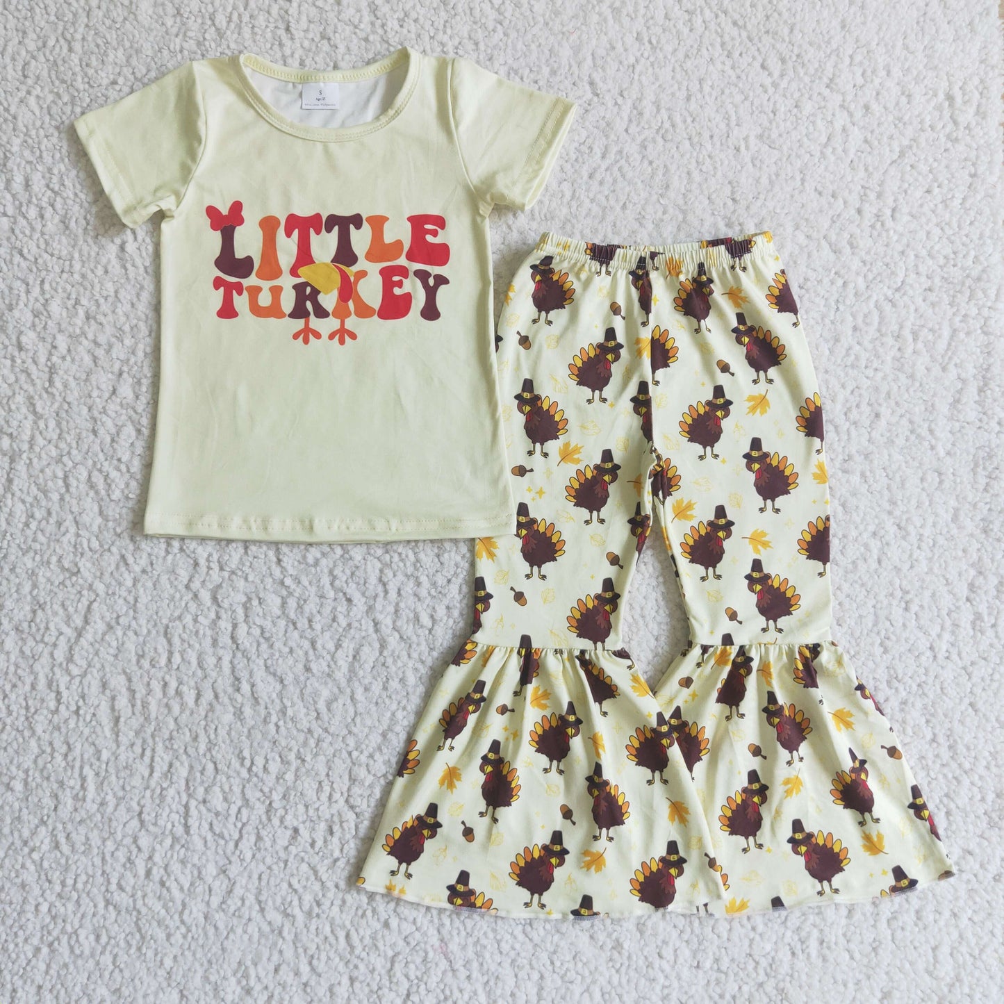 (Promotion)Girls Thanksgiving LITTLE TURKEY print outfits GSPO0174