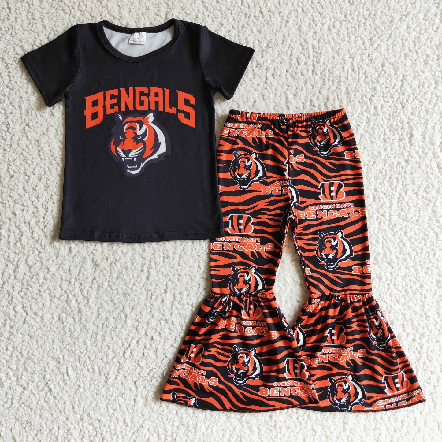 (Promotion)Team's Bengals Print Girls Bell Pants Outfits    GSPO0187