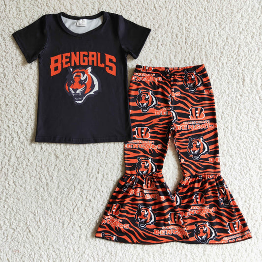 (Promotion)Team's Bengals Print Girls Bell Pants Outfits    GSPO0187
