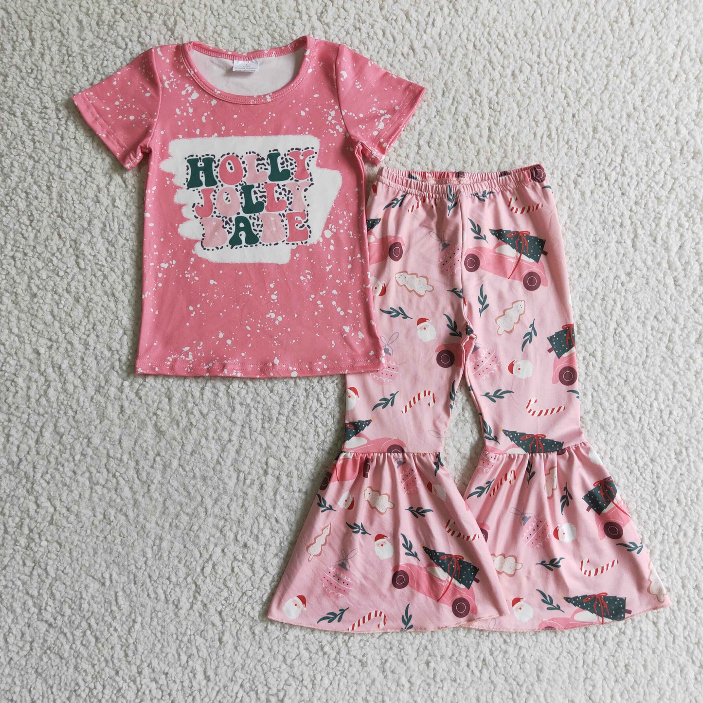 Girl Christmas HOLLY JOLLY BABE print outfit GSPO0196