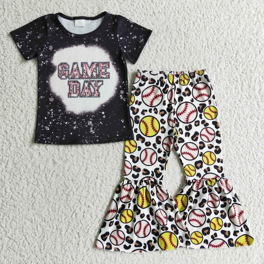 (Promotion) Girls softball design bell pants outfit    GSPO0214
