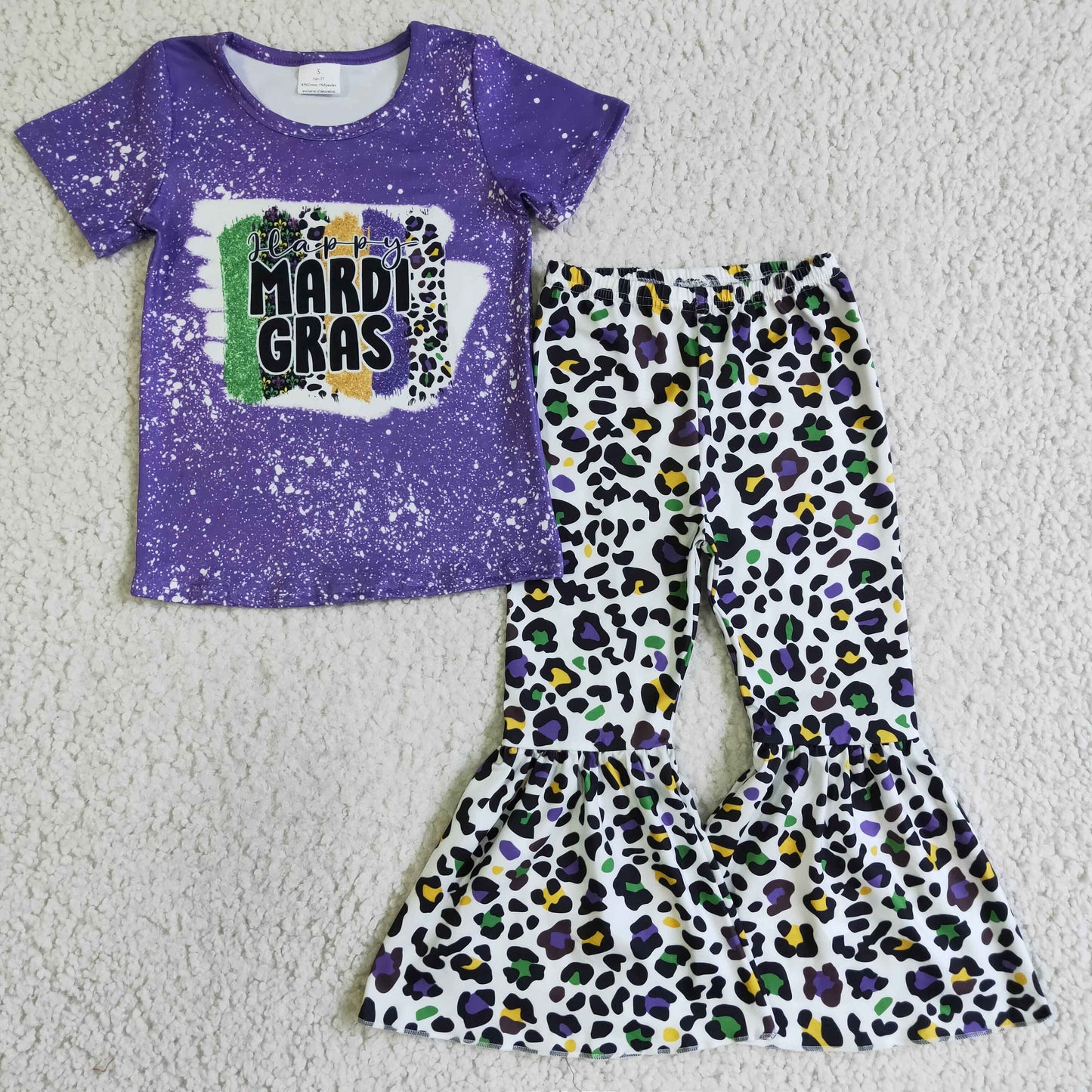 Happy Mardi Gras Leopard Print Sisters Matching Clothes