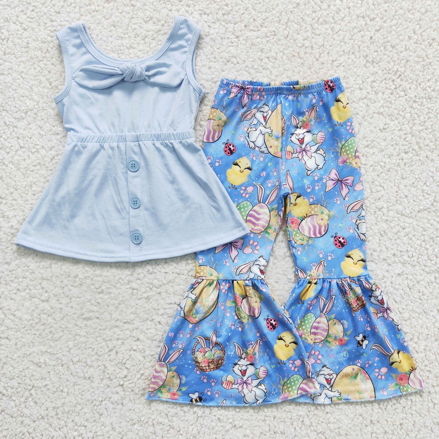 Girls sleeveless Easter print outfit GSPO0233