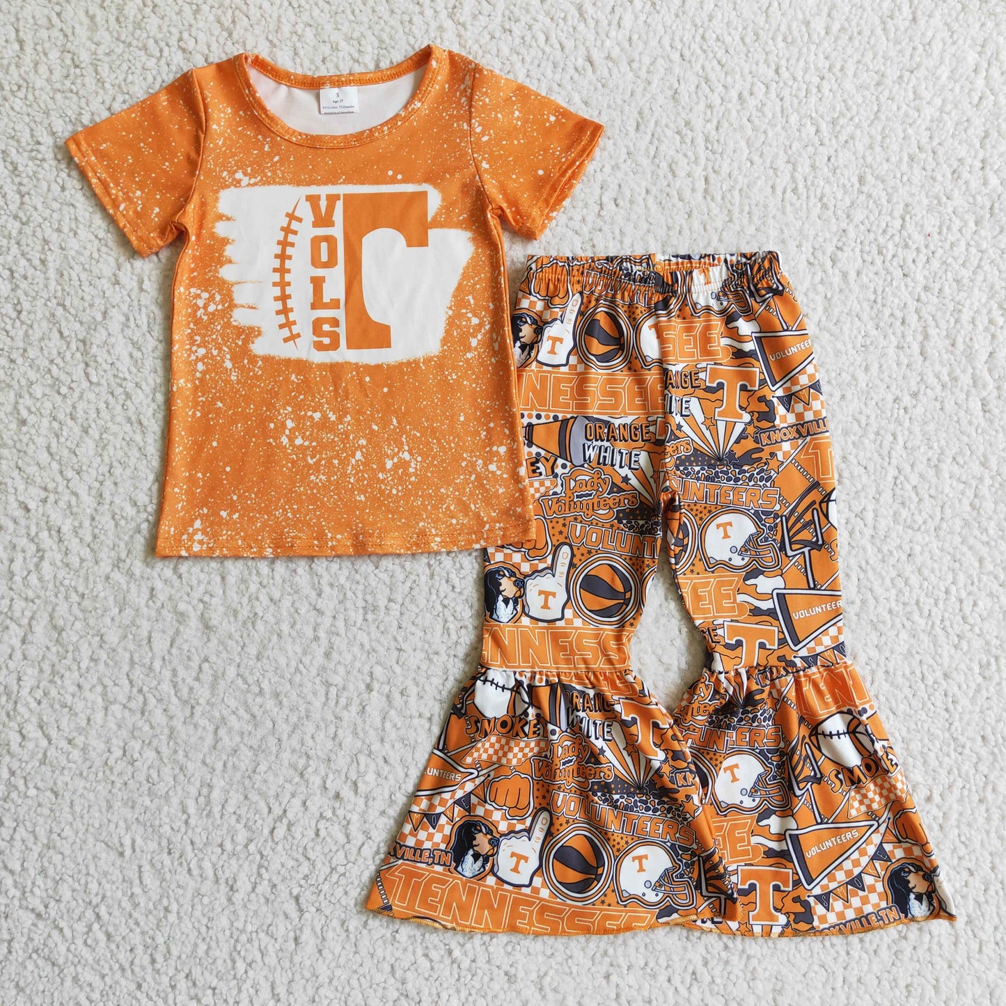Girls ORANGE short sleeve bell pants outfit GSPO0241