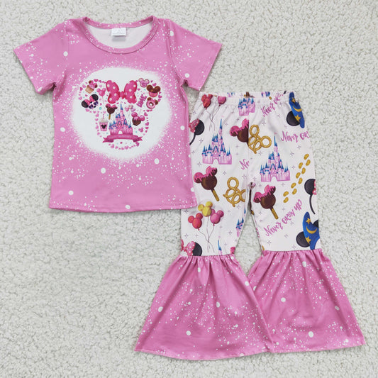 (Promotion)Girls pink carton print outfit   GSPO0251