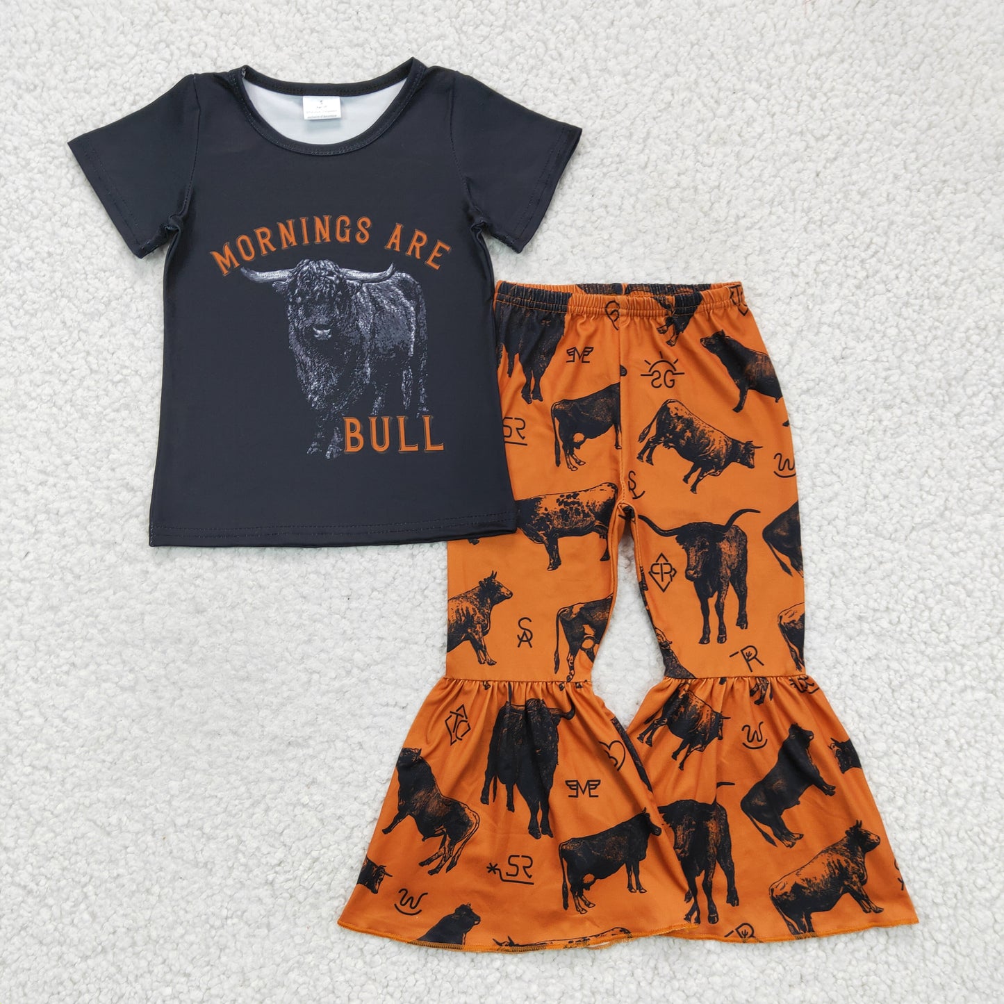 (Promotion)Girls cow print bell pants outfit GSPO0286