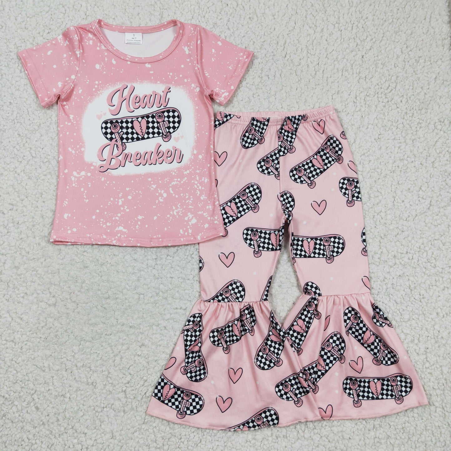 (Promotion)Girls pink bell bottom pants outfit GSPO0320