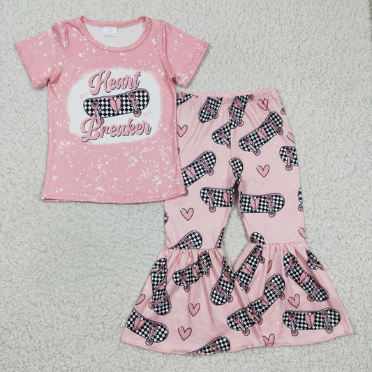 (Promotion)Girls pink bell bottom pants outfit  GSPO0320